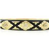 Image 2 : Vintage 14k Gold .18 ctw Diamond Black Enamel Engraved Hinged Open Bangle Bracel