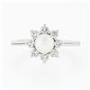 Image 4 : NEW Classic 18k White Gold 5.25mm Pearl 0.40 ctw Round Diamond Flower Cluster Ri