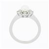 Image 7 : NEW Classic 18k White Gold 5.25mm Pearl 0.40 ctw Round Diamond Flower Cluster Ri