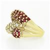Image 6 : Fancy 14k Gold 2.65 ctw Round Diamond Ruby Puffed Interlocking Loop Wide Band Ri