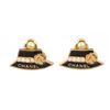 Image 1 : Chanel Black Gold & Pearls Metal Hat Earring