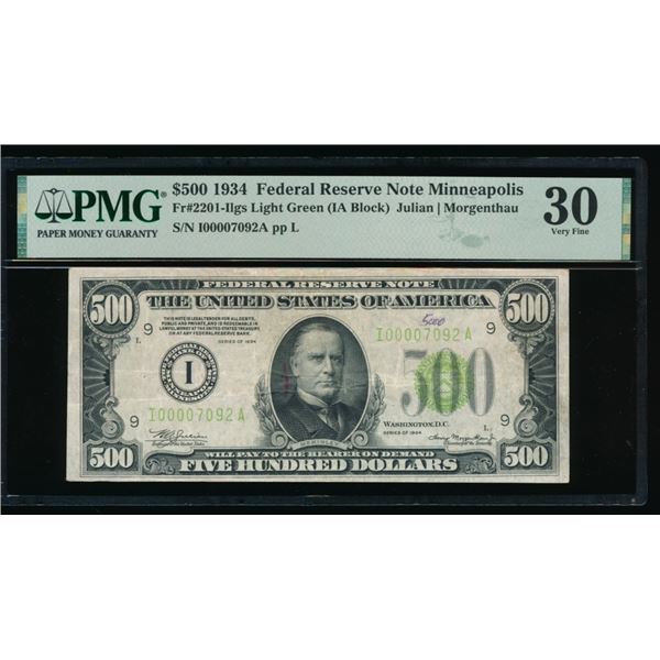 1934 $500 Minneapolis FRN PMG 30