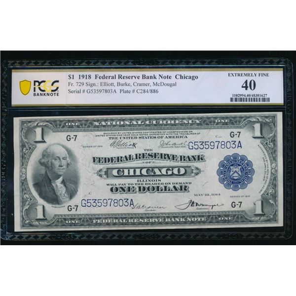 1918 $1 Chicago FRBN PCGS 40