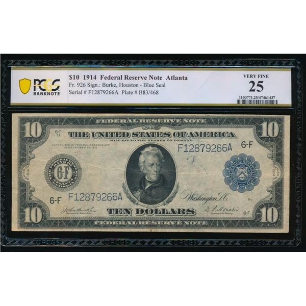 1914 $10 Atlanta FRN PCGS 25