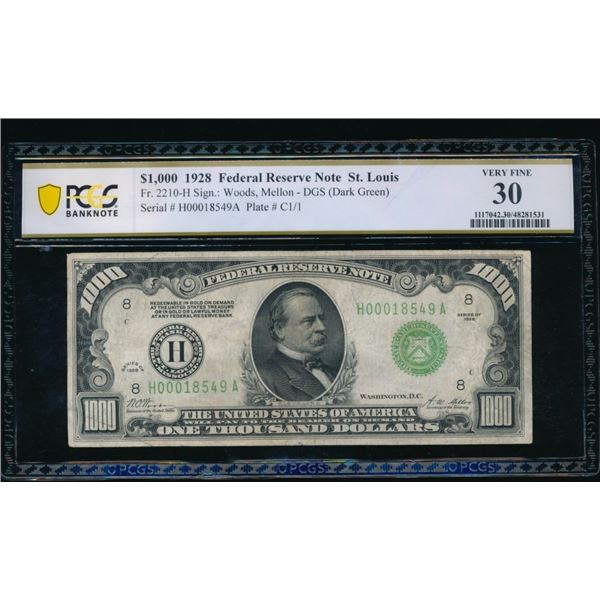 1928 $1000 St Louis FRN PCGS 30