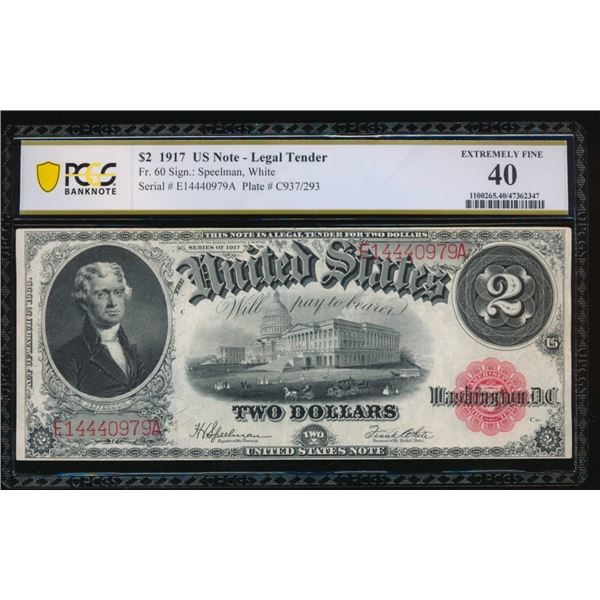 1917 $2 Legal Tender Note PCGS 40