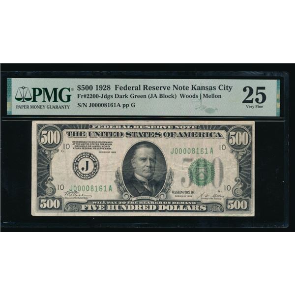 1928 $500 Kansas City FRN PCGS 25
