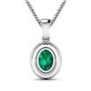 Image 3 : 14KT White Gold 1.00ct Zambian Emerald and Diamond Pendant with Chain