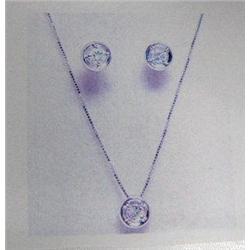 Diamond earring and pendant and chain set 14 K white gold- diamonds are round brilliant cut approx. 