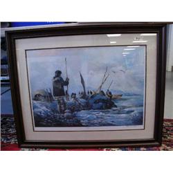 "DAY OF THE AHGVIK" signed and numbered print 398 of 750 by Edmond F. Rayburn- framed and double-mat