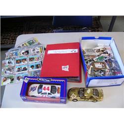 Lot of football cards 2 small replicas of racing cars: 1981 Topps Football near set in binder. Loade