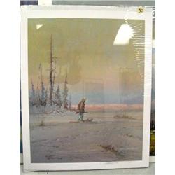 Shrink wrapped print 505 of 950 by Scott McDaniel of hunter with rifle in winter (53)
