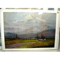 Shrink wrapped print 410 of 950 by Scott McDaniel of house with mountains in background (53)