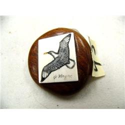 Peter Mayac scrimshawed ivory platchet ad wood, 382a (2)