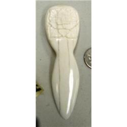 Ivory letter opener with scrimshawed flower- 5" long (2)
