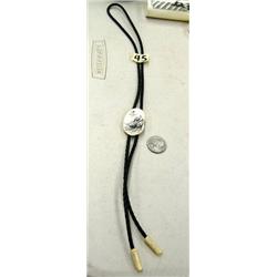 Ivory scrimshawed bolo tie with ivory end of sailing ship (2)