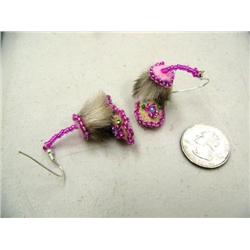 Little beaded fur mukluk earrings (2)