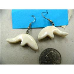 Pair of ivory earrings of beluga whales (2)