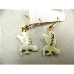 Pair of ivory bird earrings intricately scrimshawed (2)