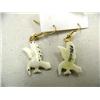 Image 1 : Pair of ivory bird earrings intricately scrimshawed (2)