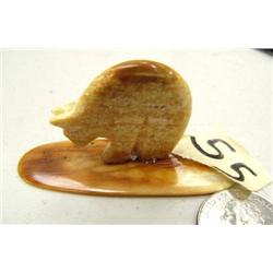 Fossilized ivory bear on fossilized ivory stand- 1-1/4" tall (2)