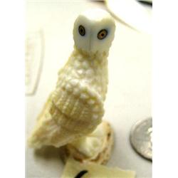 Ivory owl with fossilized ivory eyes done by Roger Silook, 227f- 2-1/4" tall (2)