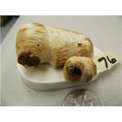 Mother and child walrus ivory on ivory bases, 504-c (2)