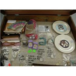 Entire lot of carved: ivory figures, Fur Rondy plates, meteorite, jewelry with diamonds- turquoise, 