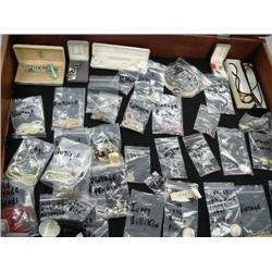 Whole entire case of jewelry, Rondy pins, watches, bolo ties (78)