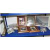 Image 1 : Whole shelf of buttons, Bev Doolittle prints, Sydney Laurence place mats, antique Stanley wood plane