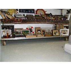 Whole shelf: nautical items; framed- shells, knots, butterflies, knives; etc. (8888)
