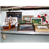 Image 2 : Whole shelf: nautical items; framed- shells, knots, butterflies, knives; etc. (8888)