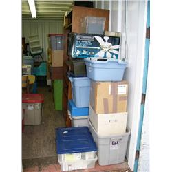 Furniture: rocking chair, round table, 1960's blue chairs, VHS tapes, VHS tape holder, various house