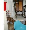 Image 4 : Furniture: rocking chair, round table, 1960's blue chairs, VHS tapes, VHS tape holder, various house