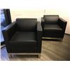 Image 1 : PAIR OF BLACK LEATHER WITH CHROME BASE ARM CHAIRS