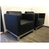 Image 2 : PAIR OF BLACK LEATHER WITH CHROME BASE ARM CHAIRS