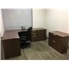Image 1 : MODERN MOCHA FINISH 4PCS OFFICE DESK SET WITH OFFICE CHAIR