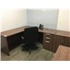 Image 2 : MODERN MOCHA FINISH 4PCS OFFICE DESK SET WITH OFFICE CHAIR