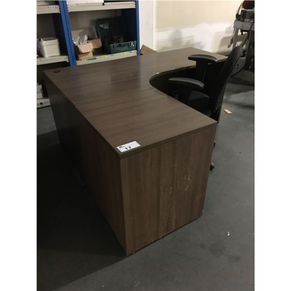 MODERN MOCHA FINISH 2PCS OFFICE DESK SET WITH OFFICE CHAIR