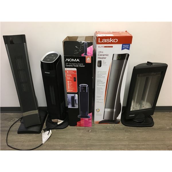 GROUP OF 4 ASSORTED CERAMIC HEATERS AND 1 INFRARED HEATER