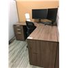 Image 2 : MODERN MOCHA FINISH 2PCS OFFICE DESK/OFFICE CHAIR/2 ASUS 27" MONITORS/KEYBOARD/MOUSE