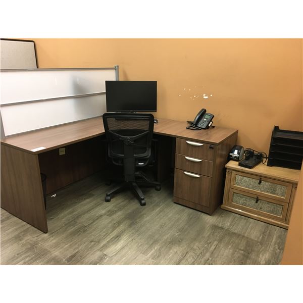 MODERN MOCHA FINISH 2PCS OFFICE DESK/OFFICE CHAIR/ACER 27" MONITOR/KEYBOARD/MOUSE