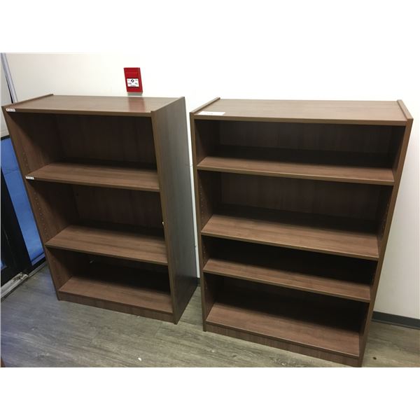 PAIR OF MODERN MOCHA FINISH OFFICE BOOKSHELVES - APPROX 4FT TALL X 2FT WIDE