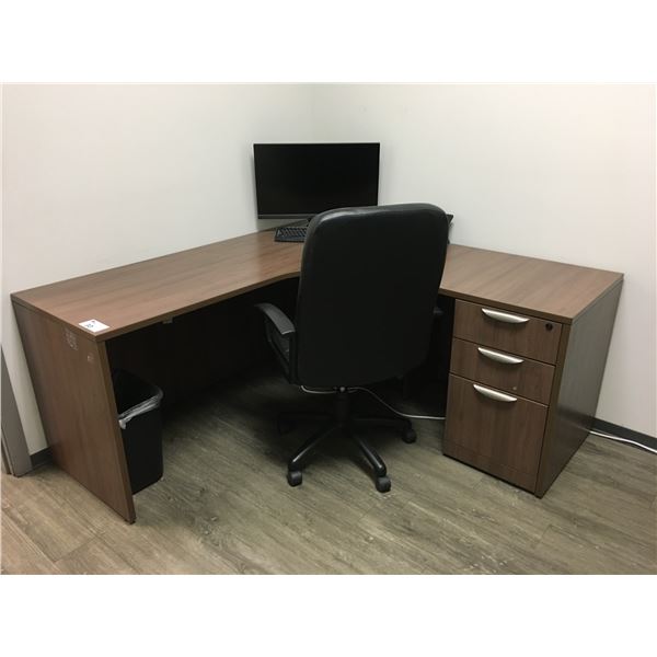 MODERN MOCHA FINISH 2PCS OFFICE DESK/OFFICE CHAIR/ACER 27" MONITOR/KEYBOARD & MOUSE