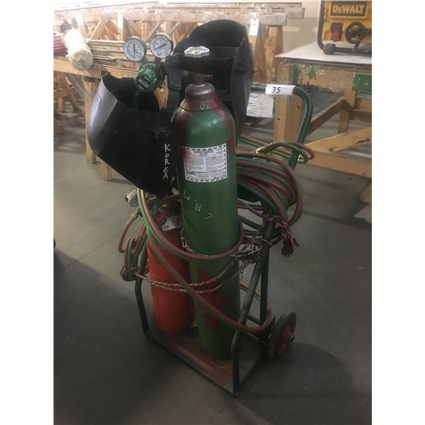 OXY-ACETYLENE WELDING SET WITH CART/TANKS/GAUGES & CUTTING TORCH