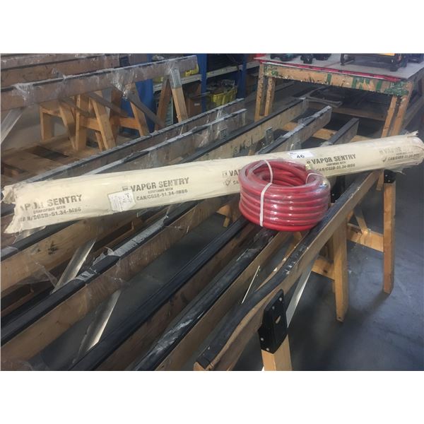 NEW GREEN LINE AIR HOSE AND ROLL OF VAPOR SENTRY POLY