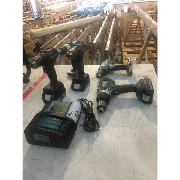 MAKITA 9PCS. CORDLESS DRILL SET-5 DRILLS, 3 BATTERIES & 1 CHARGER