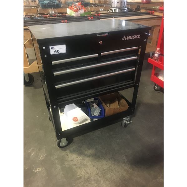 HUSKY 4 DRAWER ROLLING TOOL CABINET WITH CONTENTS  (BLACK)