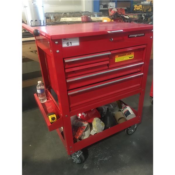 MAGNUM 5 DRAWER ROLLING TOOL CABINET WITH CONTENTS (RED)