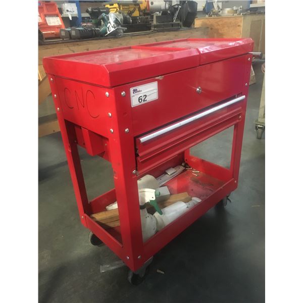 MAGNUM 2 DRAWER ROLLING TOOL CART WITH CONTENTS (RED)